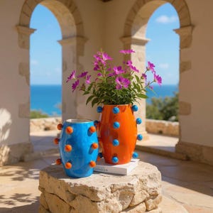 Handmade Colorful Ceramic Vase: Pop Art Home Decor - Handmade Pottery