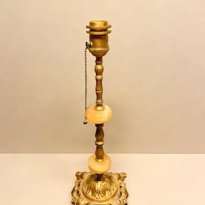 Vintage Art Nouveau Brass Lamp Base – Elegant Table Lamp Stand image 2