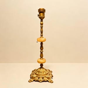Vintage Art Nouveau Brass Lamp Base – Elegant Table Lamp Stand image 1