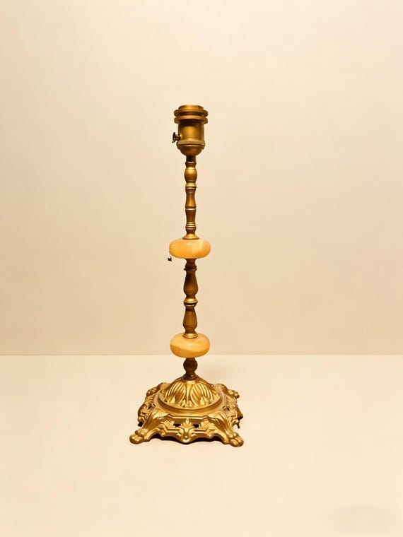 Vintage Art Nouveau Brass Lamp Base – Elegant Table Lamp Stand