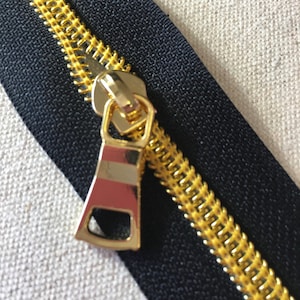 Shiny Gold Coil on Black Tape for Handbags, Duffles, Weekend Bags