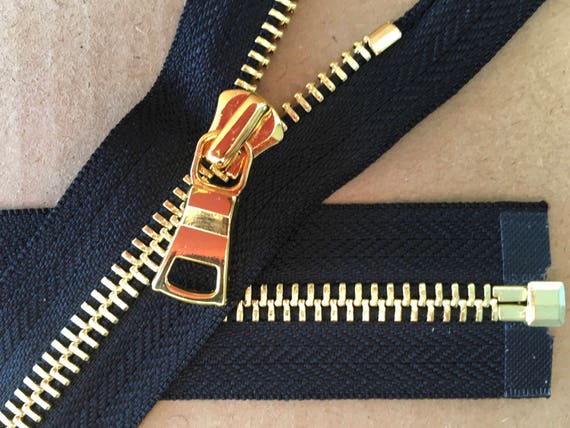Bright Gold on Black Separating Zipper 42 Long 