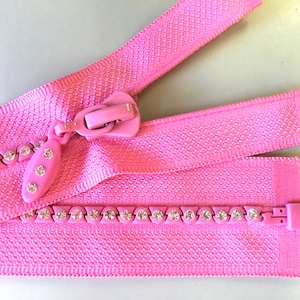 Pink Rhinestone Zipper -  26&quot; Jacket or Separating
