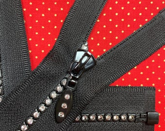 40" Black Rhinestone Zipper - Jacket or Separating