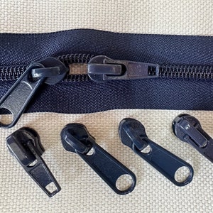 NAVY #5 Coil Zipper by the Yard + Pulls