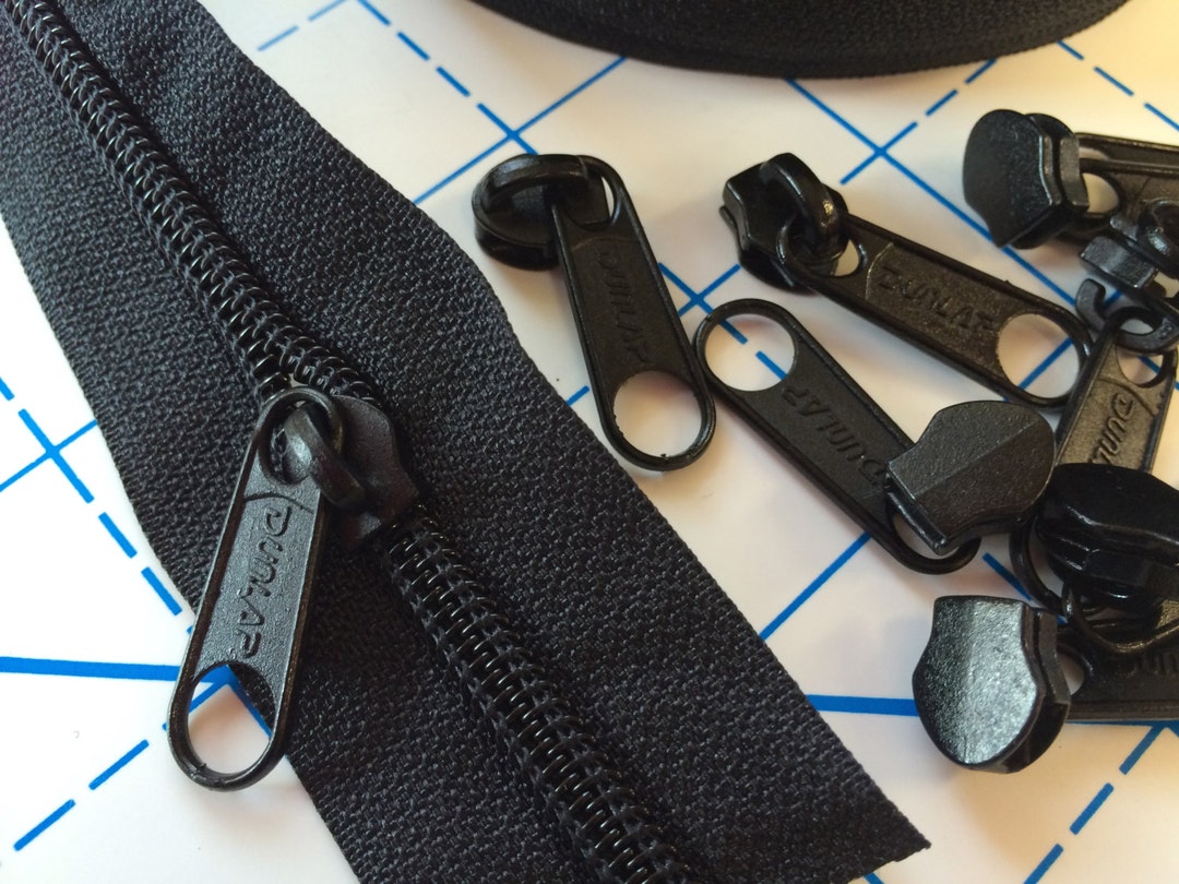 Black Purse Zippers 3 & 5mm by the Yard. 2yds With 8pulls Each Etsy
