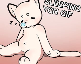 Fursona/furry YCH sleeping animation gif commission