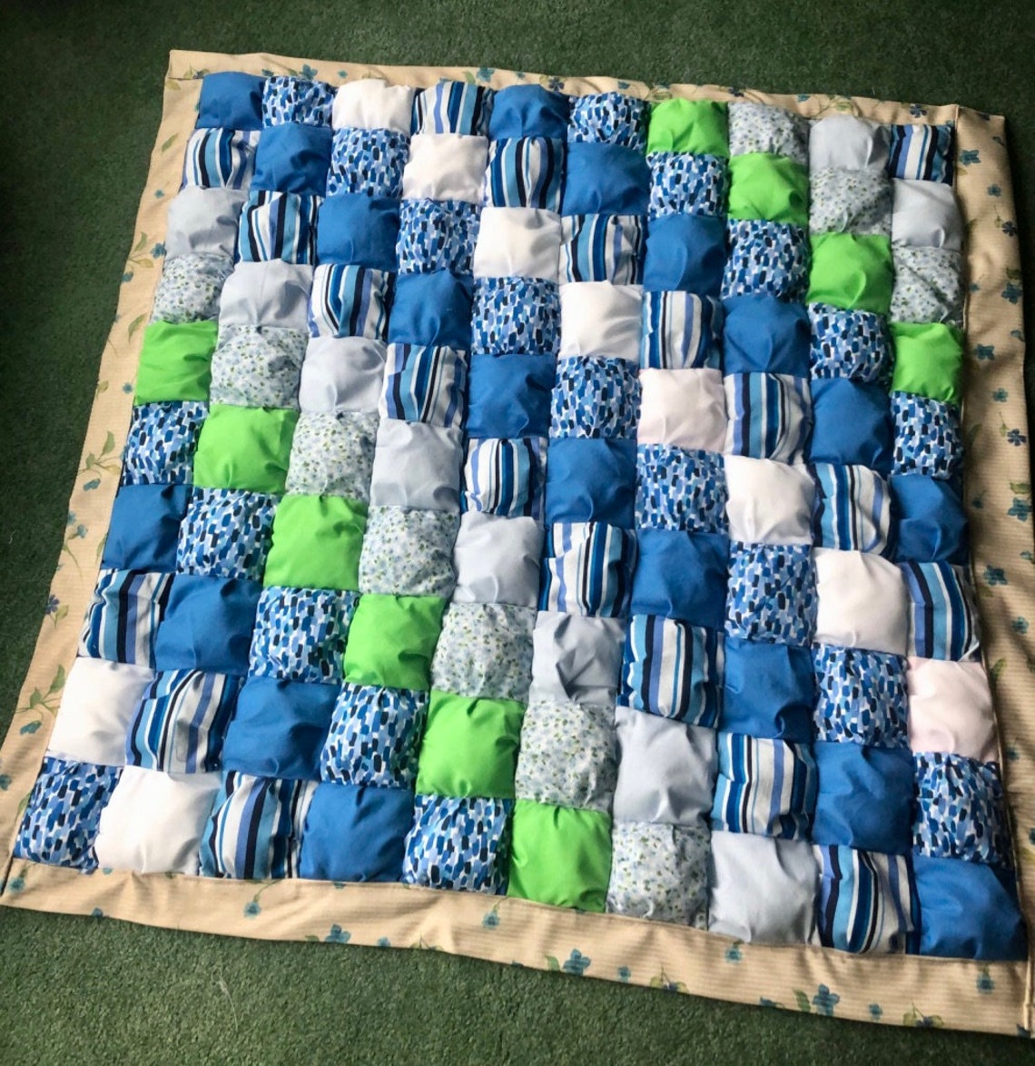 Blue Puff Quilt Mat for Boy Babies Toddlers Etsy