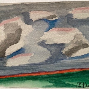 Aquarell Original Postkarte Pink Clouds 10X15