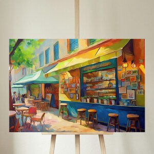 Cafeteria | Impressão Digital | Pintura a Óleo | Pôr do Sol | Estética | Decoração de Parede | Decoração de Parede | Download Digital