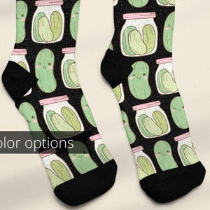 Pickle Socks, Gift For Pickle Lover, Cute Pickle Festival Cushioned Crew Length Socks