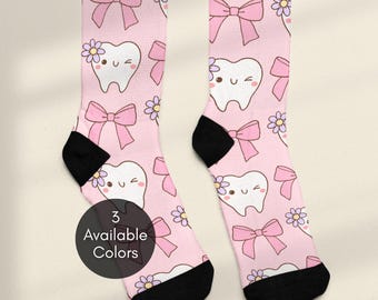 Coquette Dentist Socks, Unisex One Size Fits All Crew Length