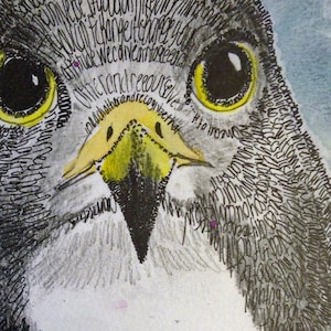 Maya Angelou Peregrine Falcon: Quotations by Maya Angelou written in micrography | Handpainted Giclee by Carol Bloomgarden