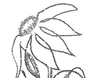 Itty Bitty Writing (Micrografia) Girasole / Citazione di E. Roosevelt "Il futuro appartiene a coloro che credono nella bellezza dei propri sogni"