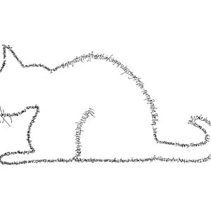 Itty Bitty Writing (Micrography) Plotting cats -- Funny quote by poet Shelley handwritten in tiny writing into the shape of a vengeful cat