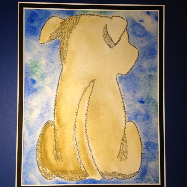 Chunky Mutt -- Benutzerdefinierter Gemalter Hund mit winzigem Schriftzug! -- | Handbemalte Giclee von Carol Bloomgarden | Poetische Kunst Mikrographie