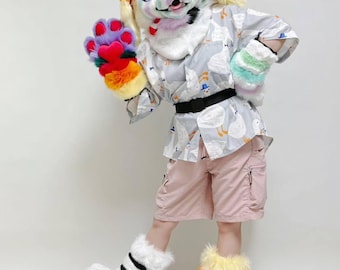 Custom Kemono Furry Head Commission OPEN – [Showcase-Not for Sale] Rainbow Doggie Fursuit|Fursuit partial | Made to Order