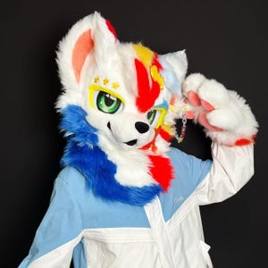 Premade Fursuit for Sale! Ready to Ship Mini Partial Wolf Fursuit | Furry Head + Paws +Tail | Paint-Inspired Fursuit| LumiSeedFursuit