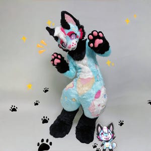 Fursuit Comission Open [Showcase] | Vanilla Ice Cream Puppy Fursuit – Ready-to-Wear Full Premade Fursuit with Candy Details