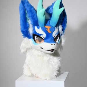 Blue Dragon Custom Kemono Fursuit Head, Commission OPEN!  furry masks head, furry mask, furrie mask, Furry Cosplay Head, Furry head