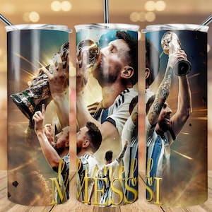 Gobelet Lionel Messi, Sublimation de conception d'emballage de gobelet maigre 20 oz, emballage de gobelet droit modèle 20 oz, téléchargement immédiat, PNG