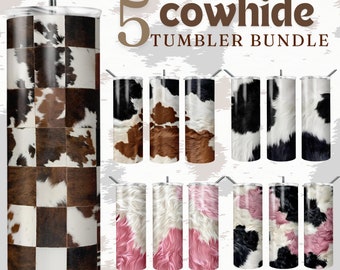 5 Cowhide Tumbler Wrap Bundle, Cowhide Sublimation, Cow Tumbler, Cowhide PNG, Cow Print Tumbler, 20 oz Skinny Cowhide Tumbler