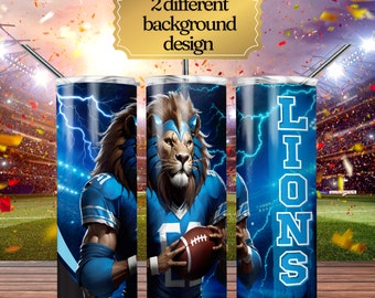 Leeuw 20oz magere beker wrap png, sport 20oz beker png, mascotte sublimatie beker digitale download png, voetbalbeker