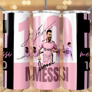 Vaso de Lionel Messi, diseño de sublimación para envoltorio de vaso delgado de 20 oz, plantilla de envoltorio de vaso recto de 20 oz, descarga instantánea, PNG