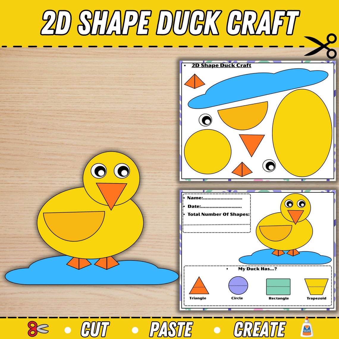 Duck Math 2D Shape Duck Craft | Spring Math Geometry Activity - Etsy