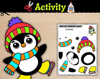 Manualidad de pingüino de invierno / Recortar y pegar / Animal de invierno / Ciencias de la vida para niños