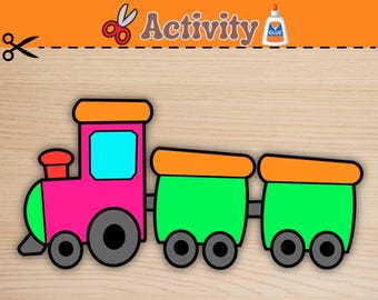 Train Craft Activity | Transportation Themed | Cut and Paste| Hands-On Activity | printable Worksheet