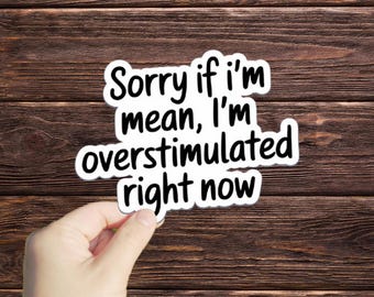 1 Pc Sorry If I'm Mean, I'm Overstimulated Right Now sticker, Waterproof Sticker, Groovy Sticker, Self Care, Self Love, Mental Health Gifts