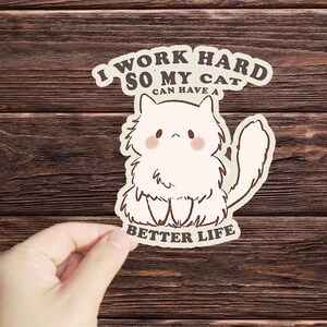 1 Pc I Work Hard So My Cat Can Have A Better Life sticker, Cat Lover Sticker, Cat Decal, Car Decal, Laptop Decal, Water Bottle Decal,Cat Mom