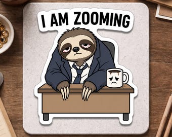 Sticker paresseux Je zoome - Sticker de bureau paresseux mignon - Humour de paresseux de bureau - Mug à café paresseux drôle - Décoration de paresseux travail à domicile