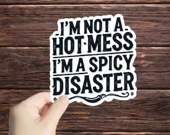 1 Pc I'm Not A Hot Mess, I'm A Spicy Disaster sticker, funny stickers, laptop decal, sarcasm sarcastic tumbler sticker, water bottle sticker