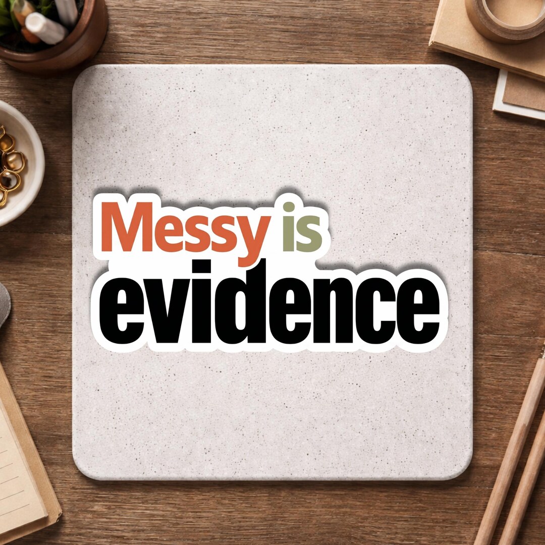 Messy is Evidence Sticker - Motivational Growth Mindset Quote Decal ...