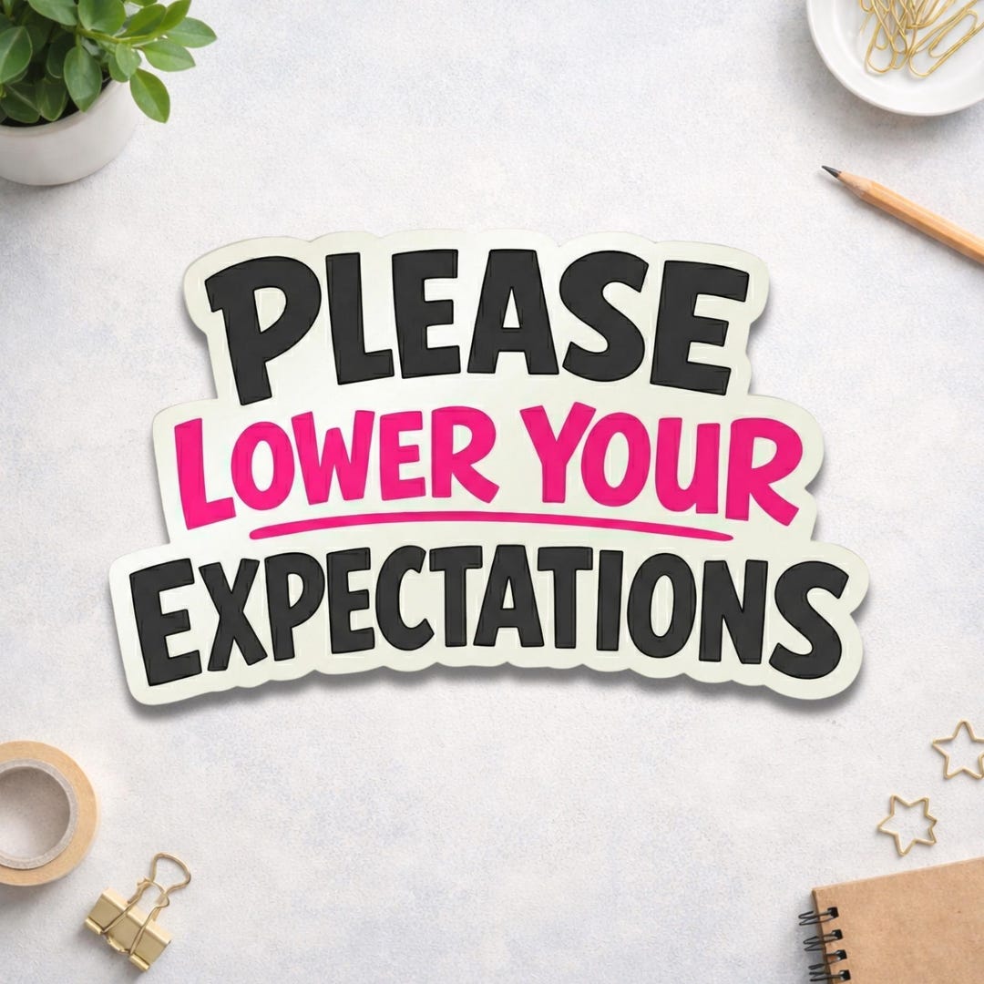 Please Lower Your Expectations Sticker - Funny Sarcastic Quote Decal ...