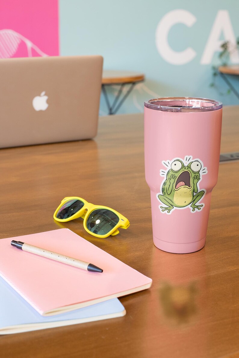 Funny Frog Sticker - Shocked Frog Decal - Cute Animal Sticker - Meme ...