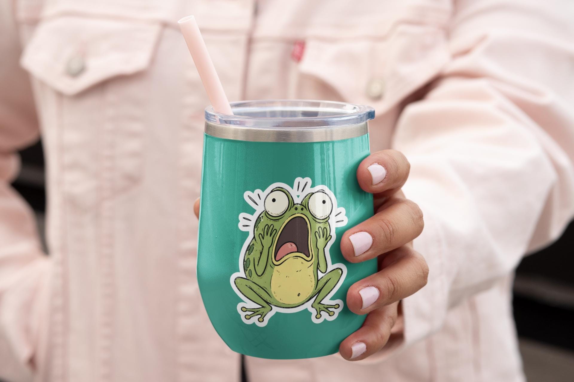 Funny Frog Sticker - Shocked Frog Decal - Cute Animal Sticker - Meme ...