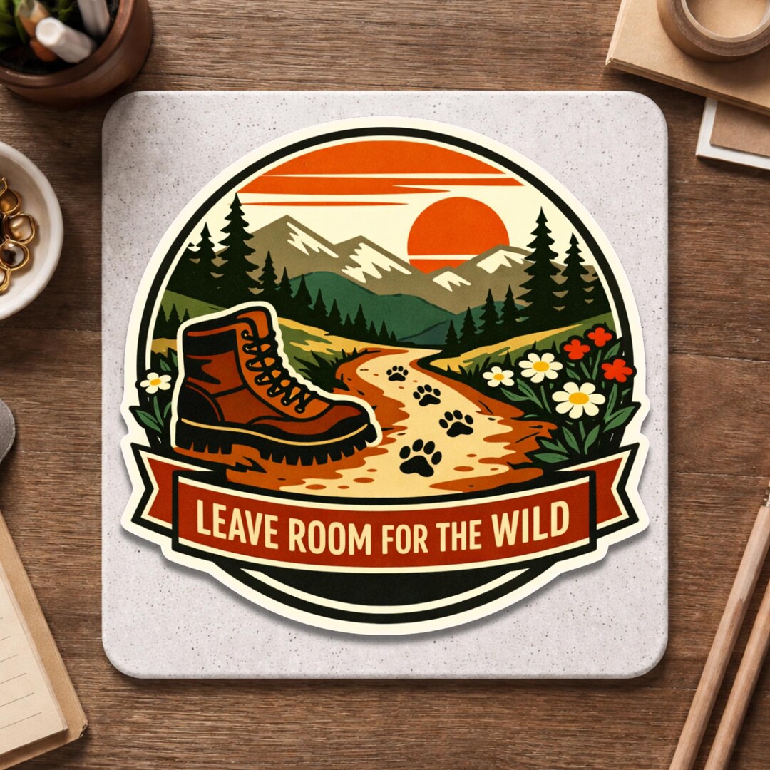 Sticker Path Following Leave Room for the Wild Sticker – Scenic Mountain Path – Hiking Boot ...