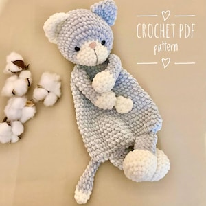 Crochet snuggler pattern Amigurumi kitty lovey pattern Cuddle kitten toy for kids pattern