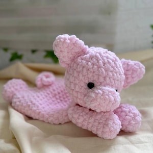 Crochet pig snuggler pattern Amigurumi pig lovey pattern  Crochet cuddle toy for kids tutorial