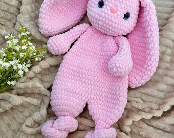 Crochet bunny snuggler pattern Bunny lovey pattern Baby animal blanket pattern