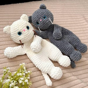 Crochet cat snuggler pattern Cute kitty lovey pattern Amigurumi cuddle kitten pattern for kids