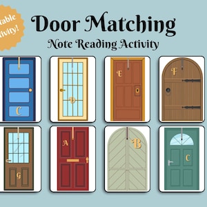 Door matching activity | Note reading activity | Bass clef and treble clef | Piano teaching game | Music theory game