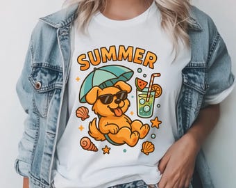 Bonita camiseta de verano para perro / Divertida camiseta playera para cachorro / Camiseta con estampado relajante para perro / Camiseta de vacaciones para perro / Camiseta estética de verano para perro
