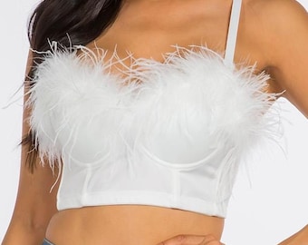 Feathered Glam Crop Top