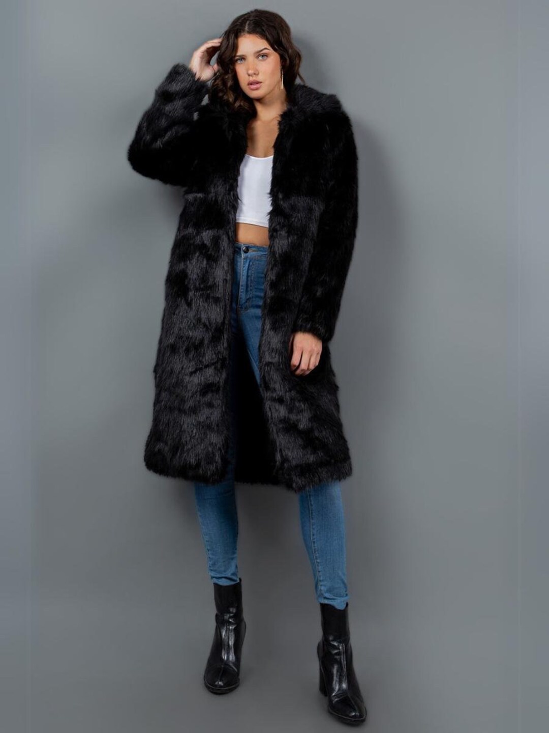 SHARNI FAUX FUR LONGLINE COAT main image 0