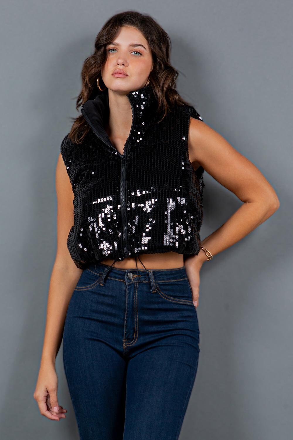 Sequin Puffer Vest