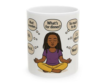 Meditating Woman Ceramic Mug, Mindfulness Coffee Cup, Yoga Tea Mug, Stress Relief Gift, Relaxation Meditation Cup, Positive Vibes Tea Cup,